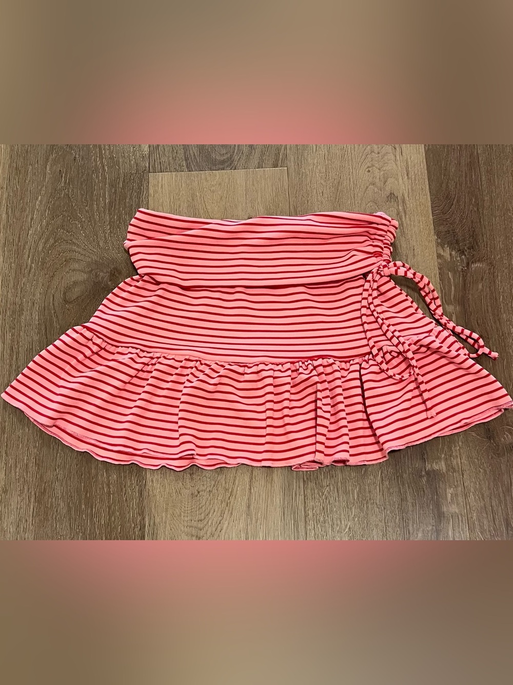 Princess Polly Pink Striped Ruffle Mini Skirt with Side Tie